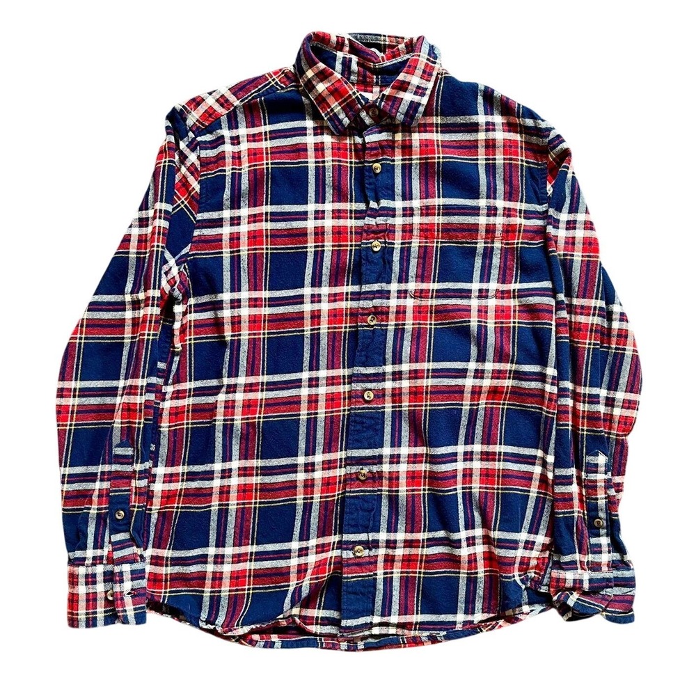 Crewcuts J. Crew Kids Plaid Flannel Button Down Shirt Navy Red Size 14‎ Classic